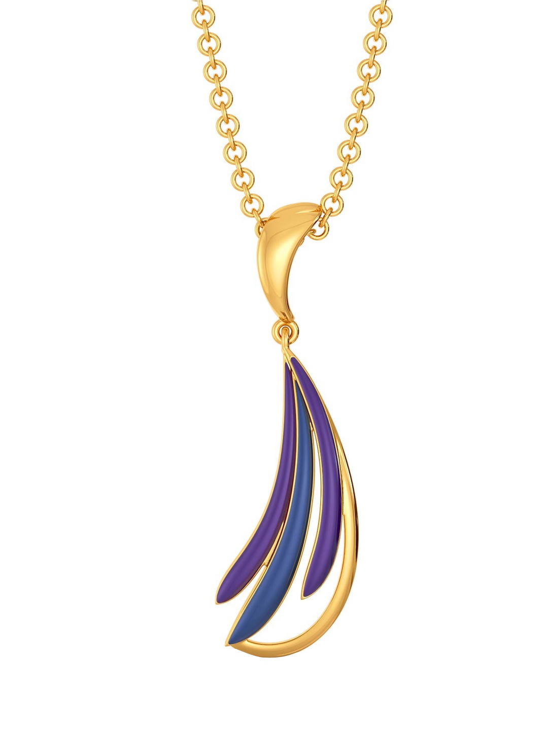 

MELORRA Feather Flight 18KT Gold Enamelled Pendant, Blue