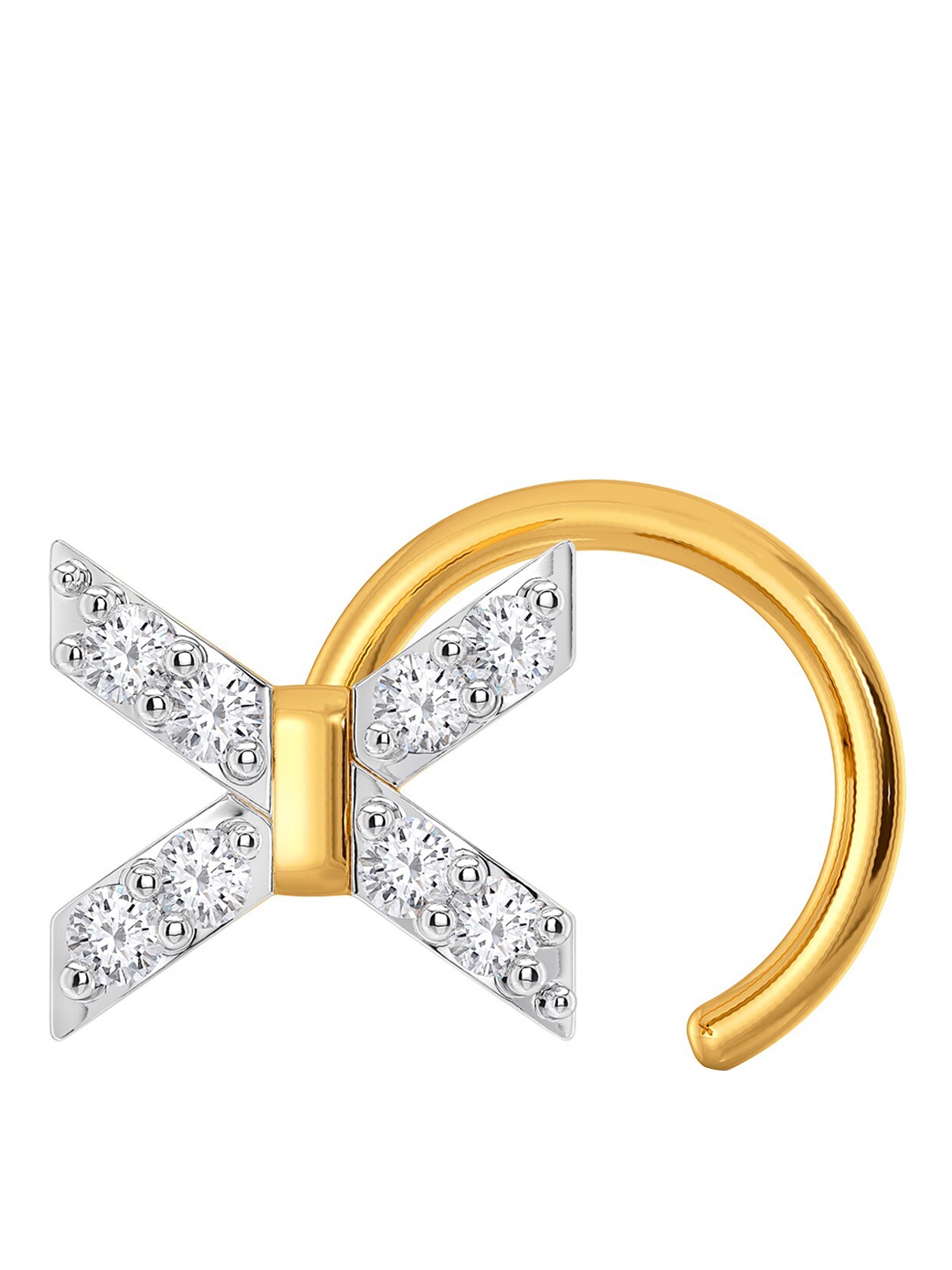 

MELORRA Bridge A Bow 18KT Gold Rhodium Plated Diamond Nose Pin