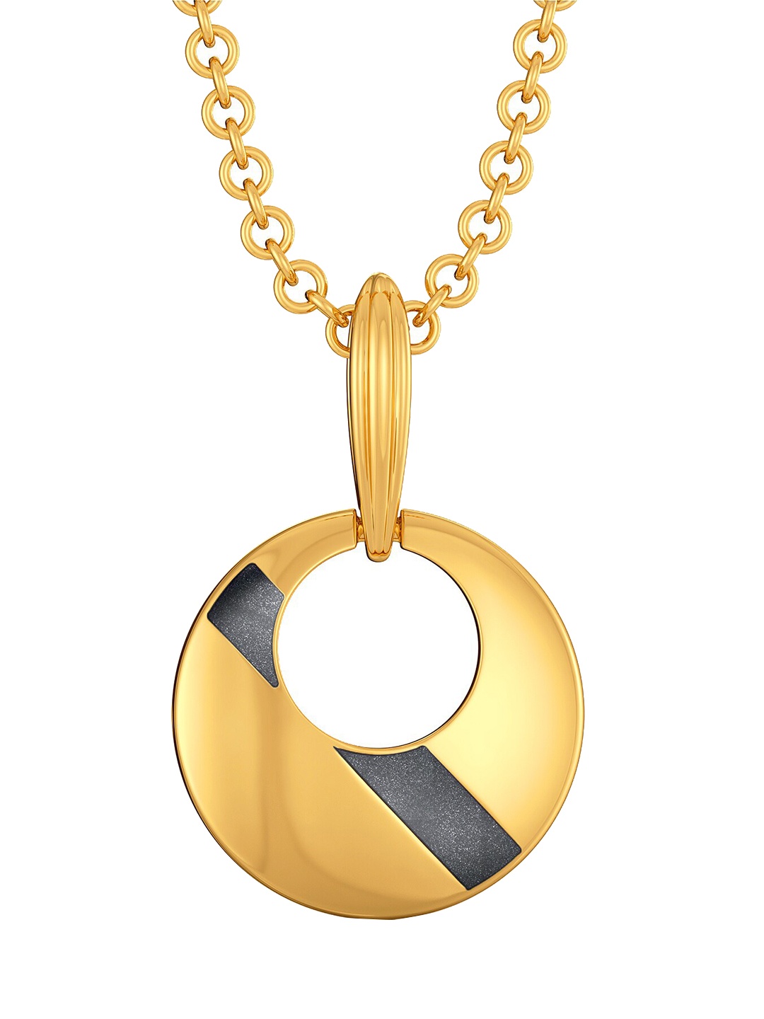 

MELORRA Raven Rebels 18KT Gold Round Shaped Pendant, Black
