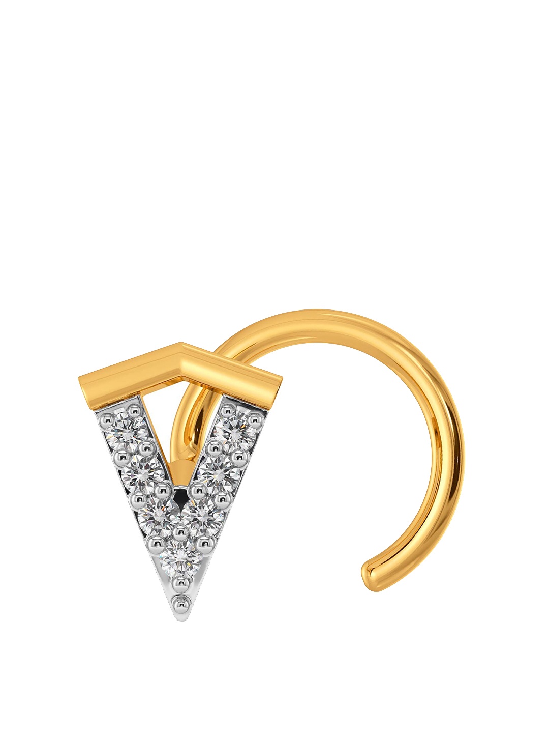 

MELORRA Edgy Ensemble 18KT Gold Rhodium-Plated Diamond Studded Nosepin, White