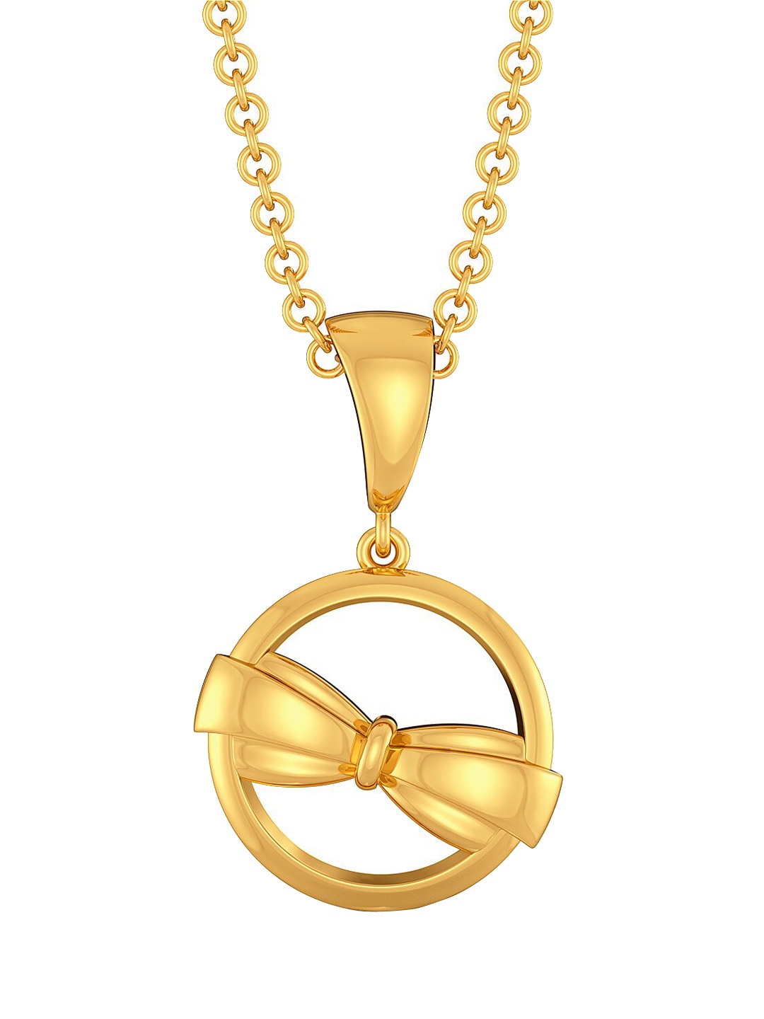 

MELORRA Bold Folds 18KT Gold Circular Shaped With Bow Pendant