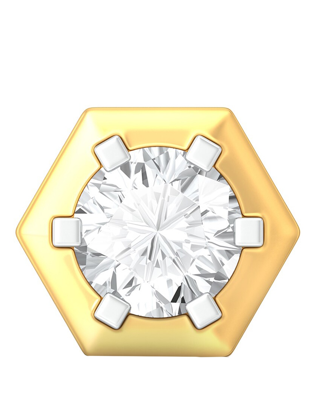 

MELORRA 18KT Gold Hexa-Glam Rhodium-Plated Diamond Studded Nose Pin, White