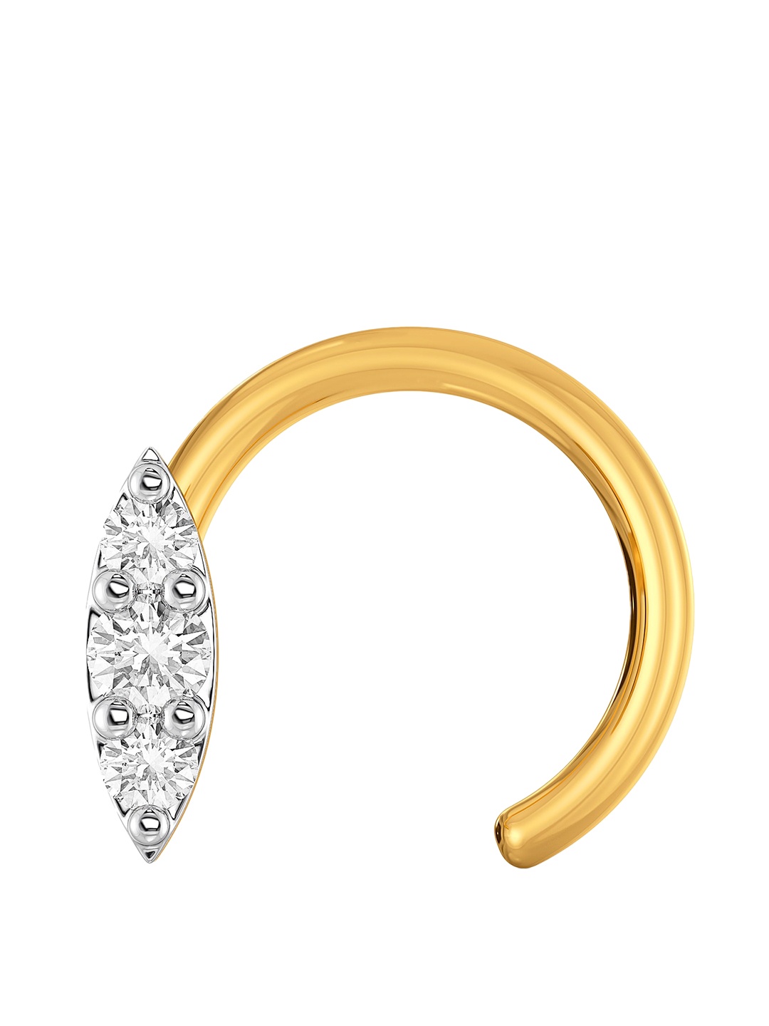 

MELORRA Leafa 18KT Gold Rhodium-Plated Diamond Studded Nose Pin, White