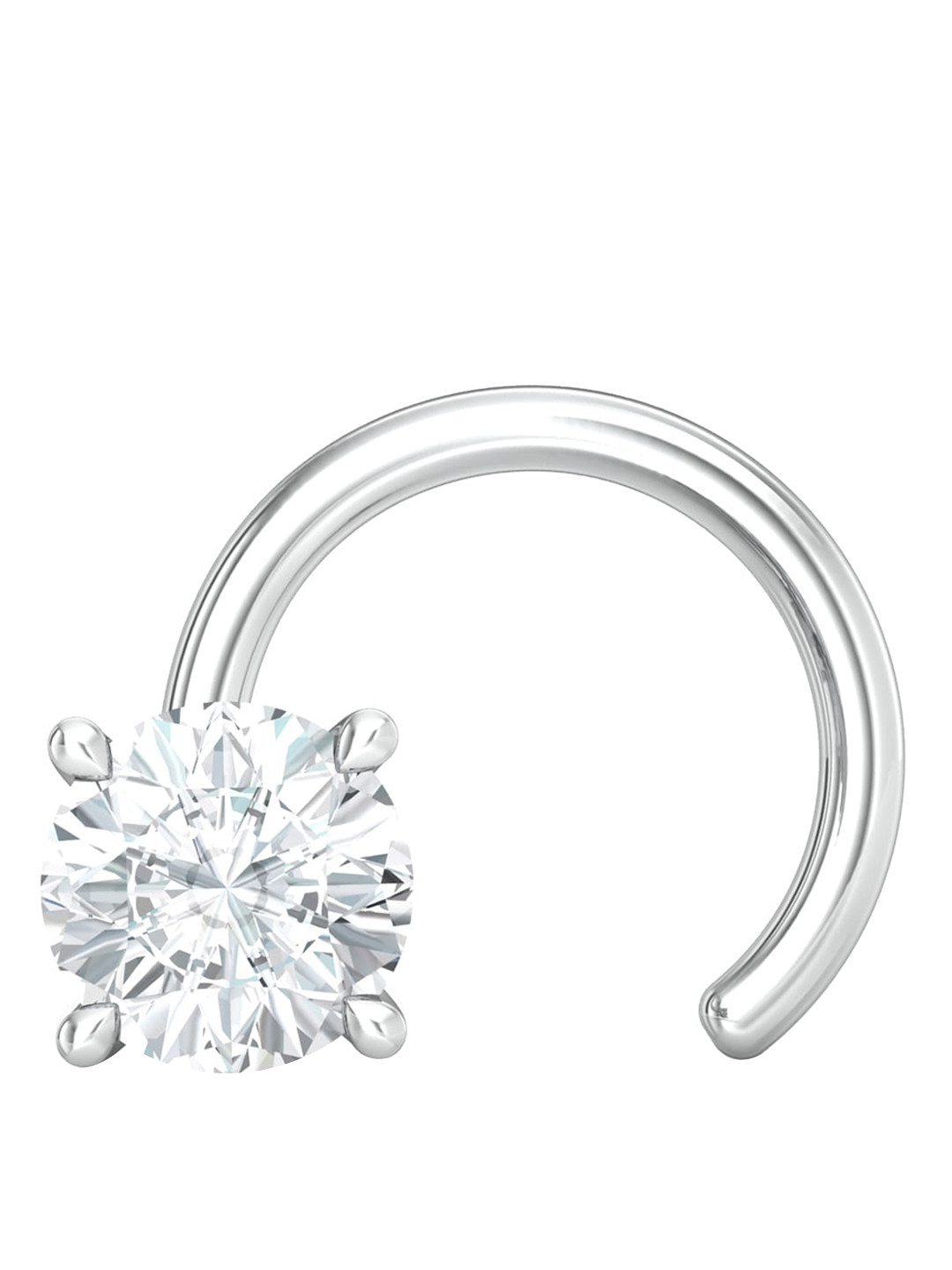 

MELORRA Sassy Solitaire 18KT Gold Diamond Nose Pin, White
