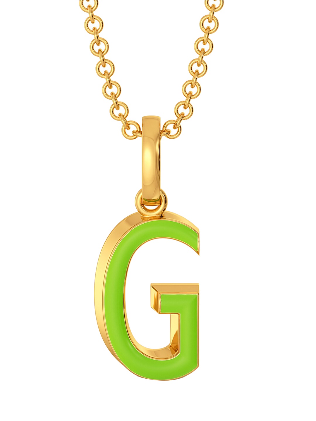 

MELORRA Green Grabs 18K Gold Enamel G-Shaped Pendant