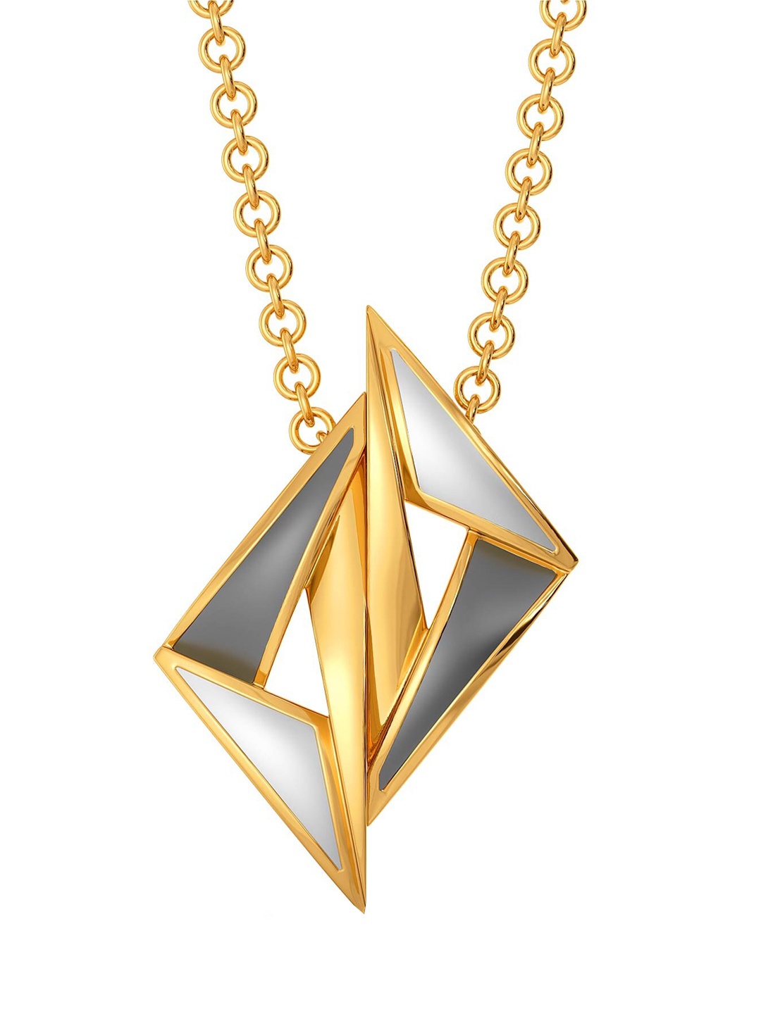 

MELORRA 18K Yellow Gold Grey Suits Triangle Drop Shaped Pendant