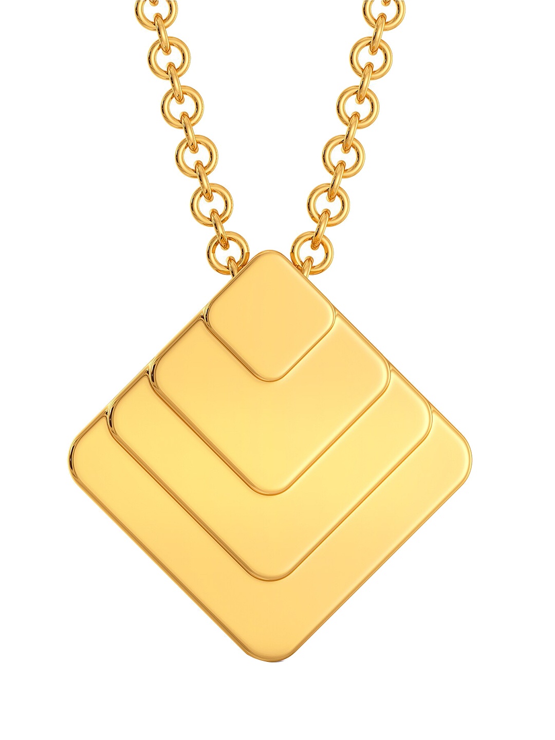 

MELORRA Vest Dressed 18KT Square Motif High-Polished Gold Pendant