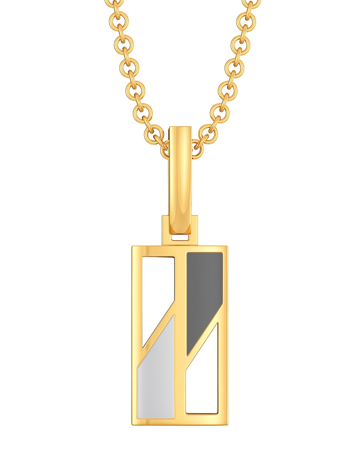 

MELORRA 18KT Yellow Gold Power Grey Rectangle Shaped Enemelled Pendant