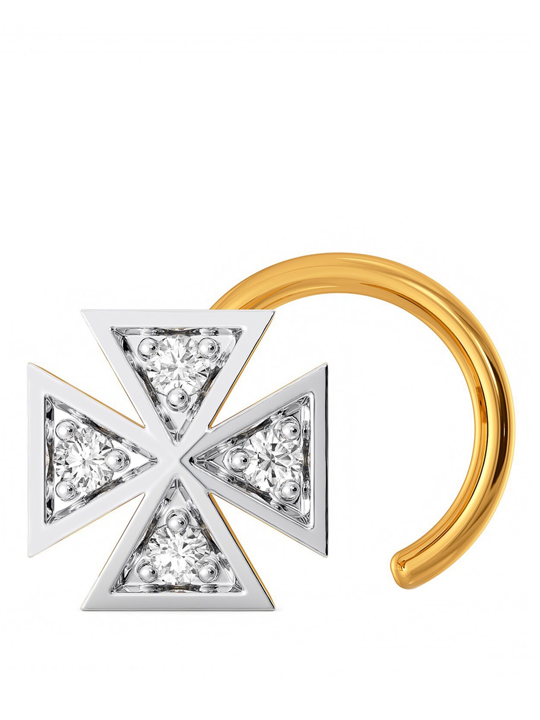 

MELORRA Check Stride 18KT Gold Rhodium Plated Diamond Nose Pin