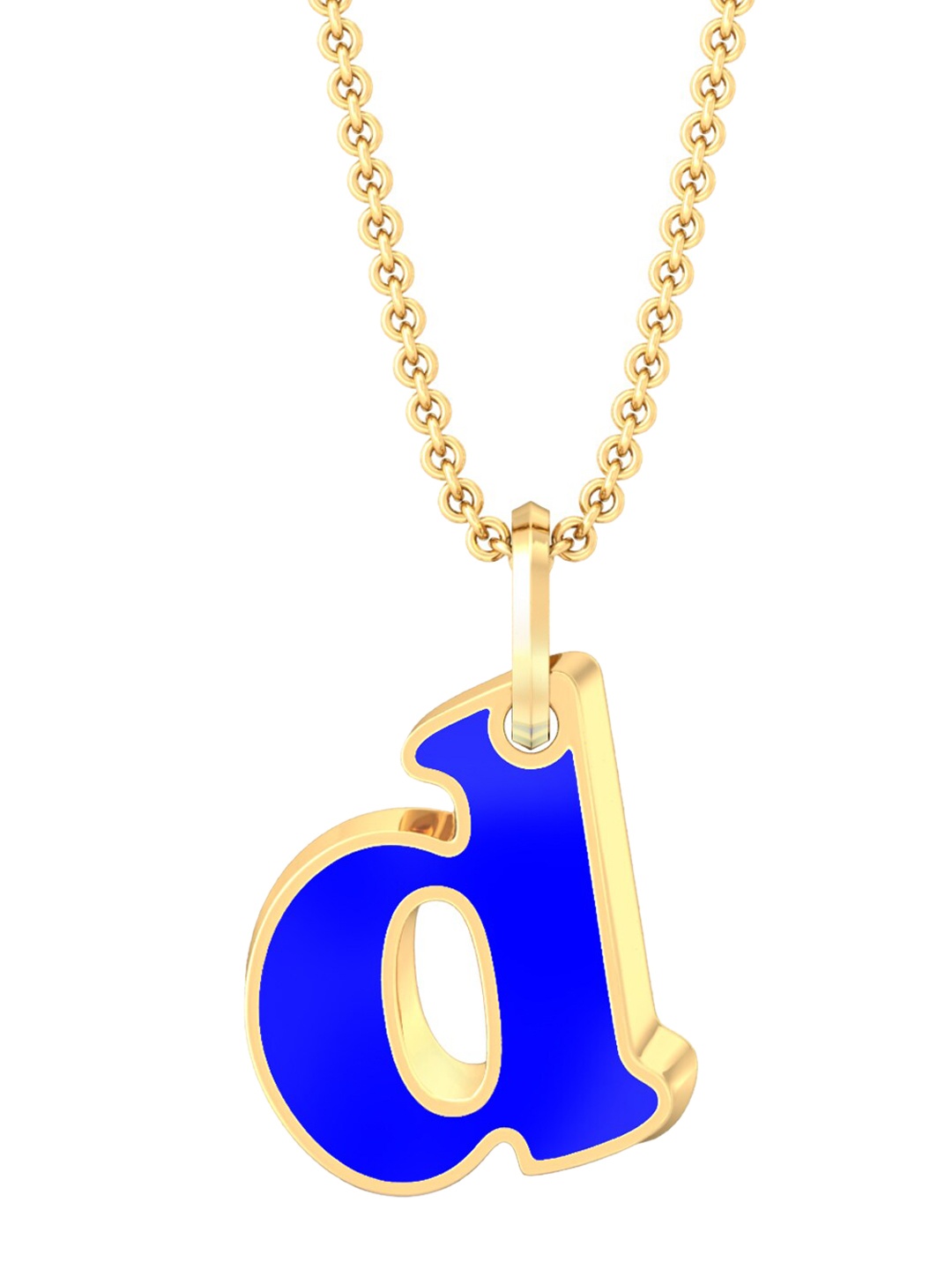 

MELORRA Drama Queen18KT Gold D-Shaped Enameled Pendant, Blue