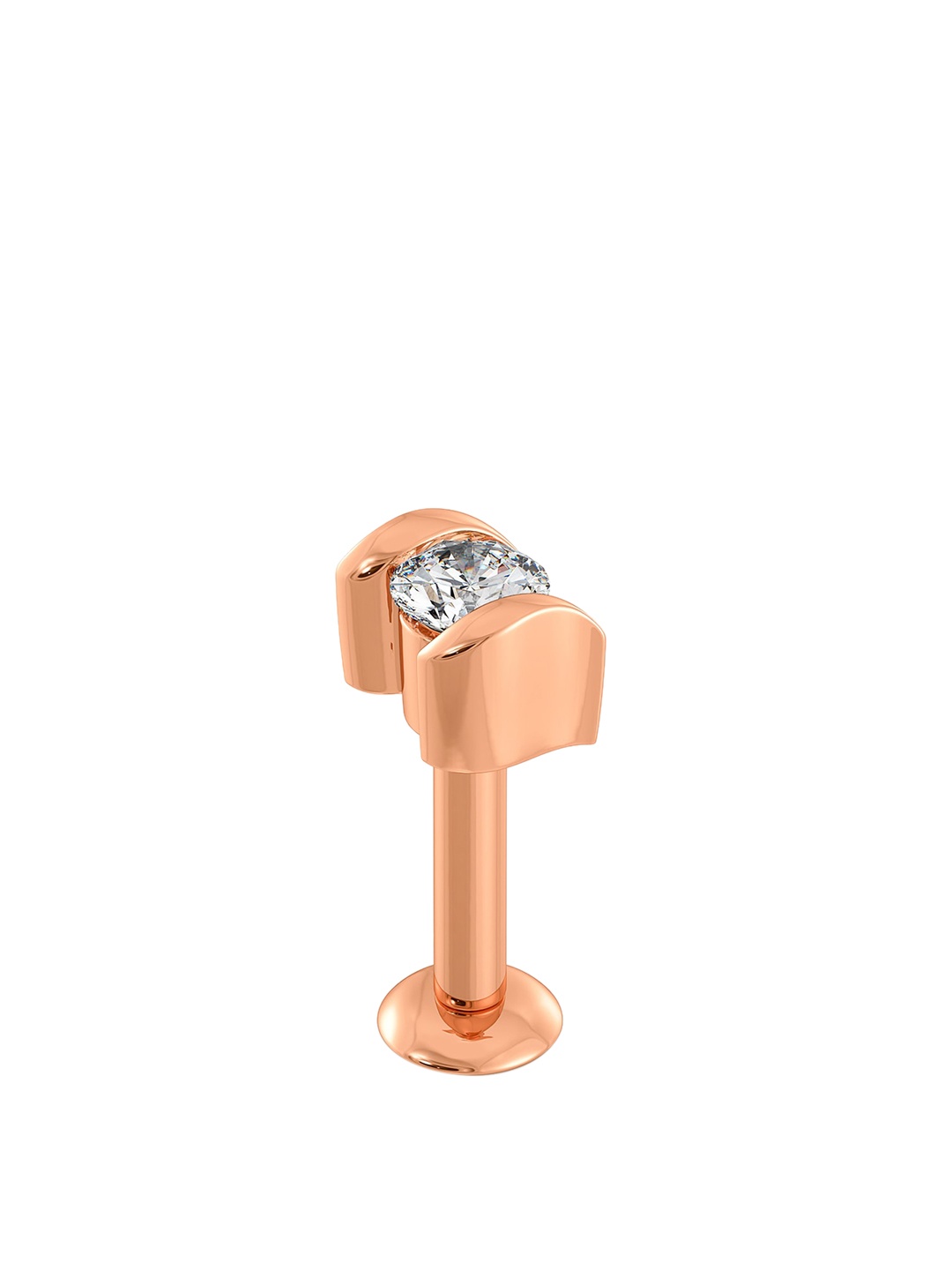 

MELORRA Sway Away 18KT Rose-Gold Plated Diamond Nose Pins, White