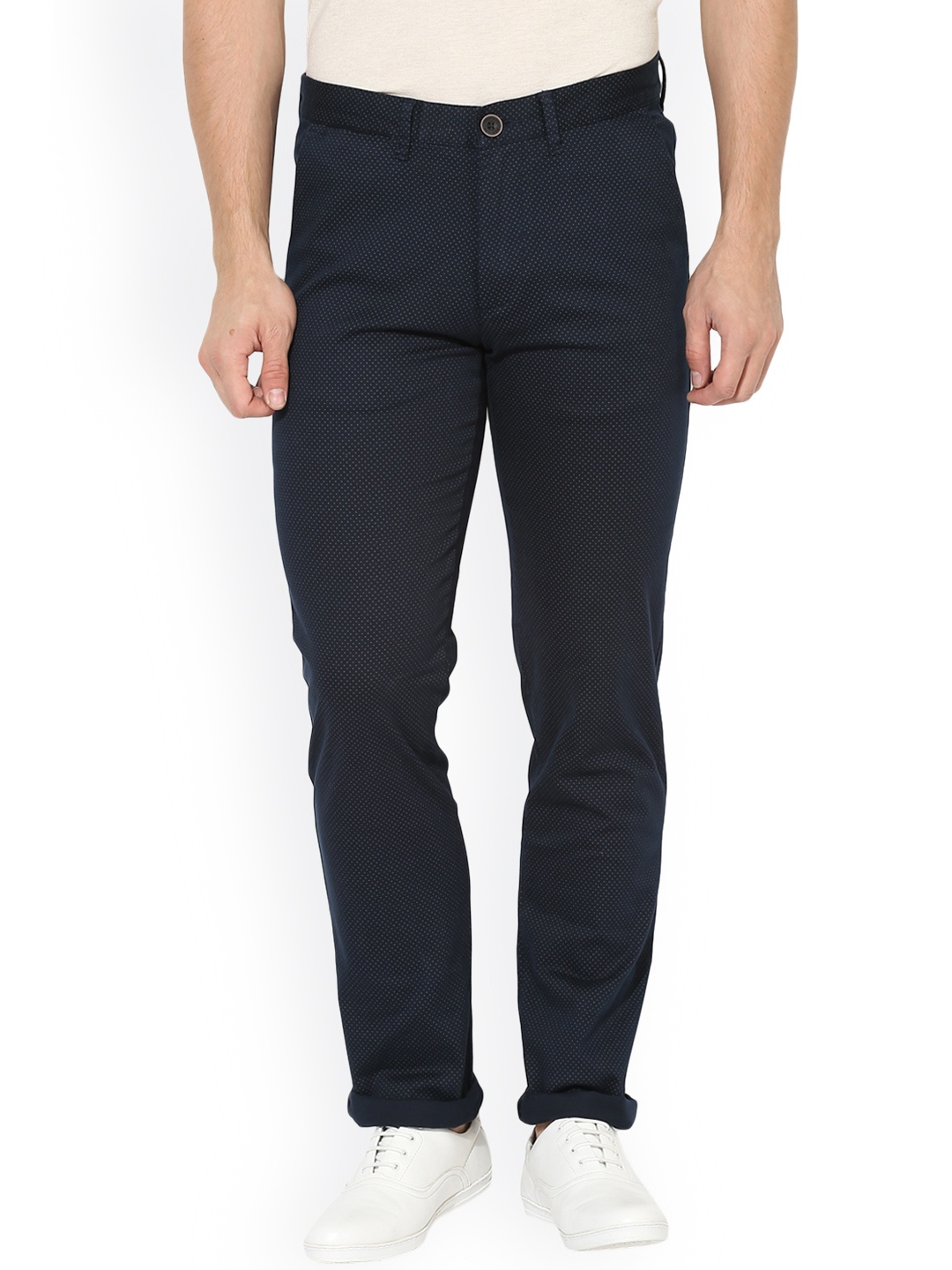 

Red Tape Men Navy Blue Smart Straight Fit Solid Chinos