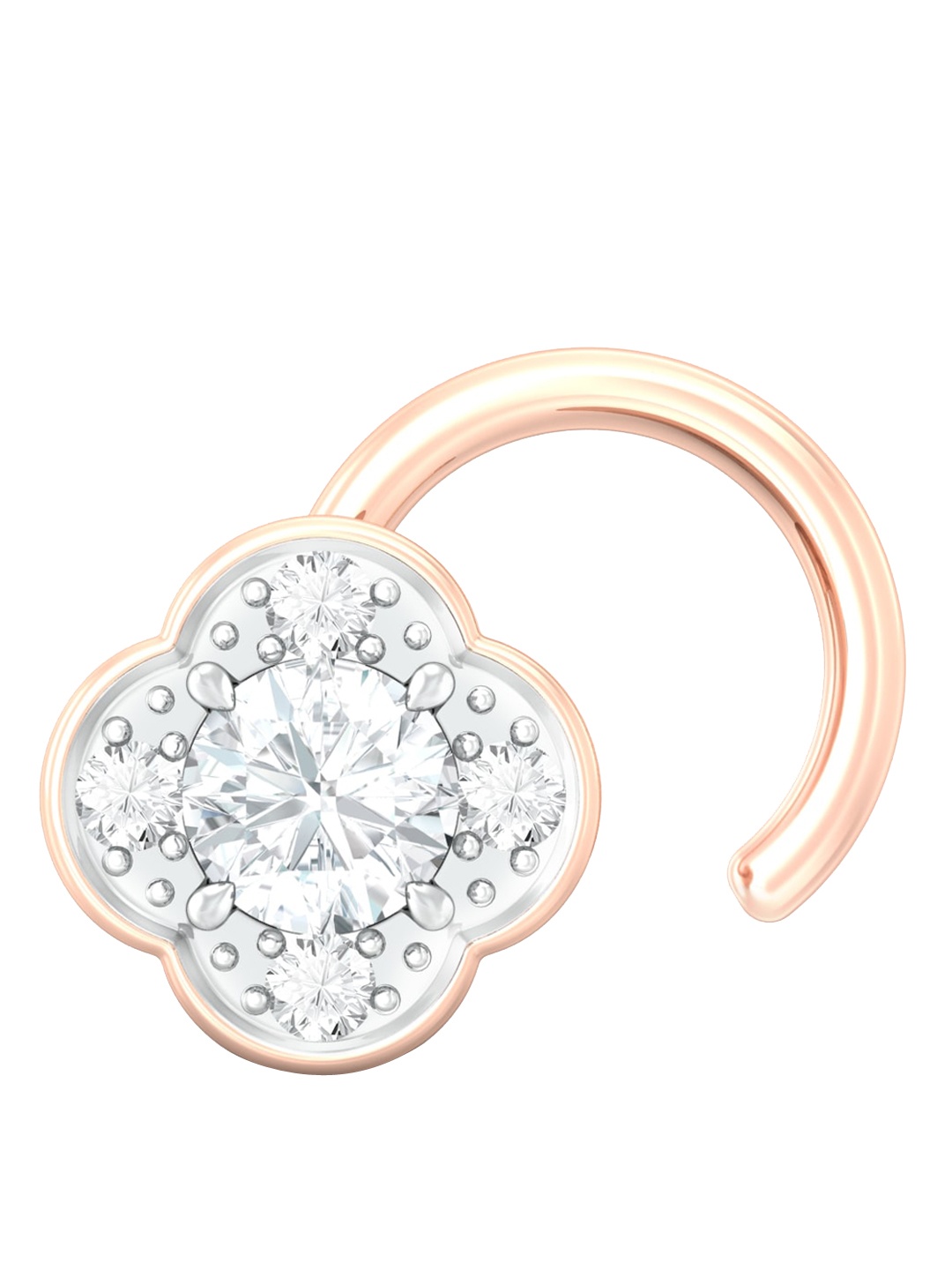 

MELORRA Eternity Blossoms 18KT Rhodium-Plated Flower Shaped Diamond Nosepin, White