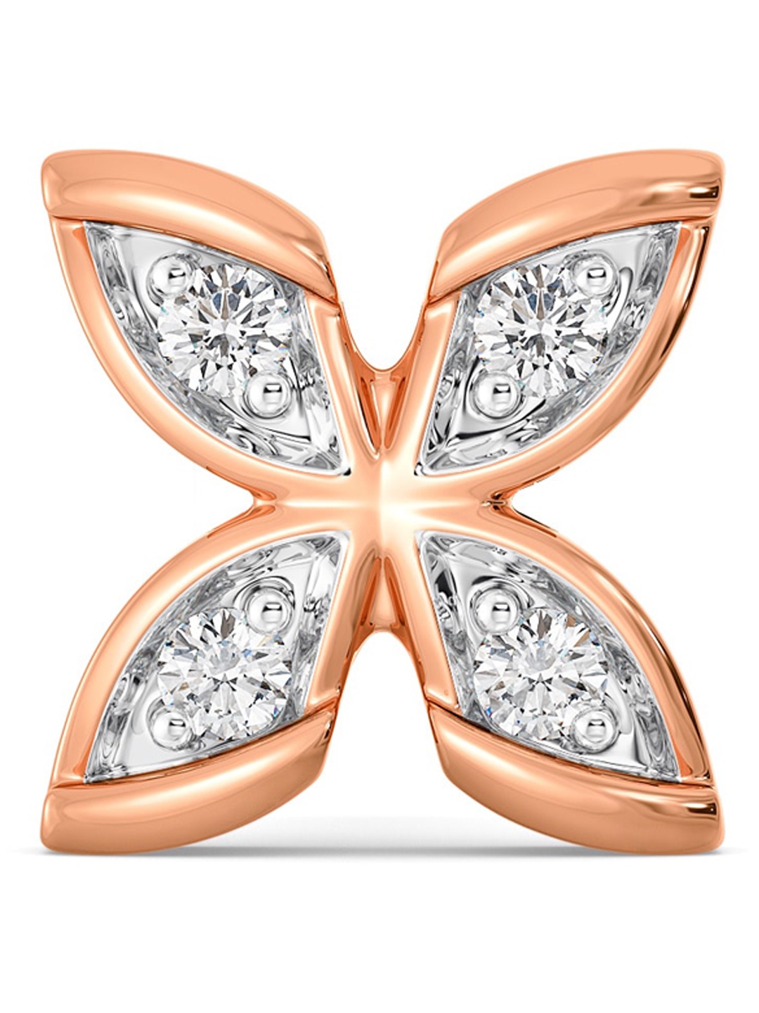 

MELORRA Rose Clover 18KT Rhodium-Plated Floral Shaped Diamond Nosepin, White
