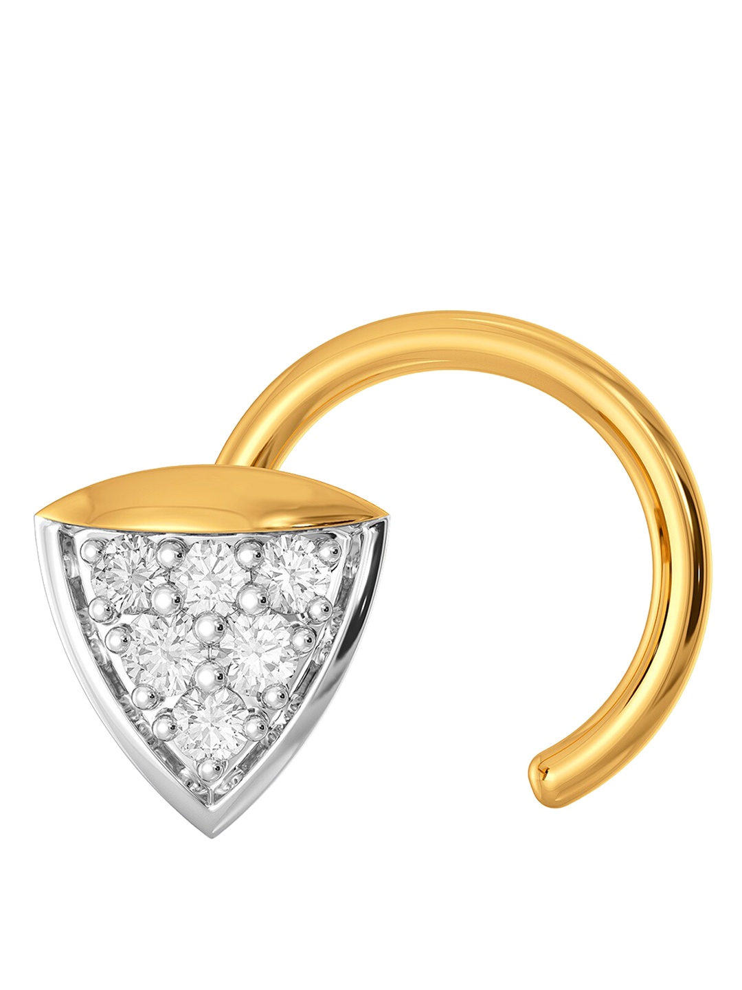 

MELORRA Minimal Mate 18KT Gold Rhodium-Plated Diamond Studded Nose Pin, White