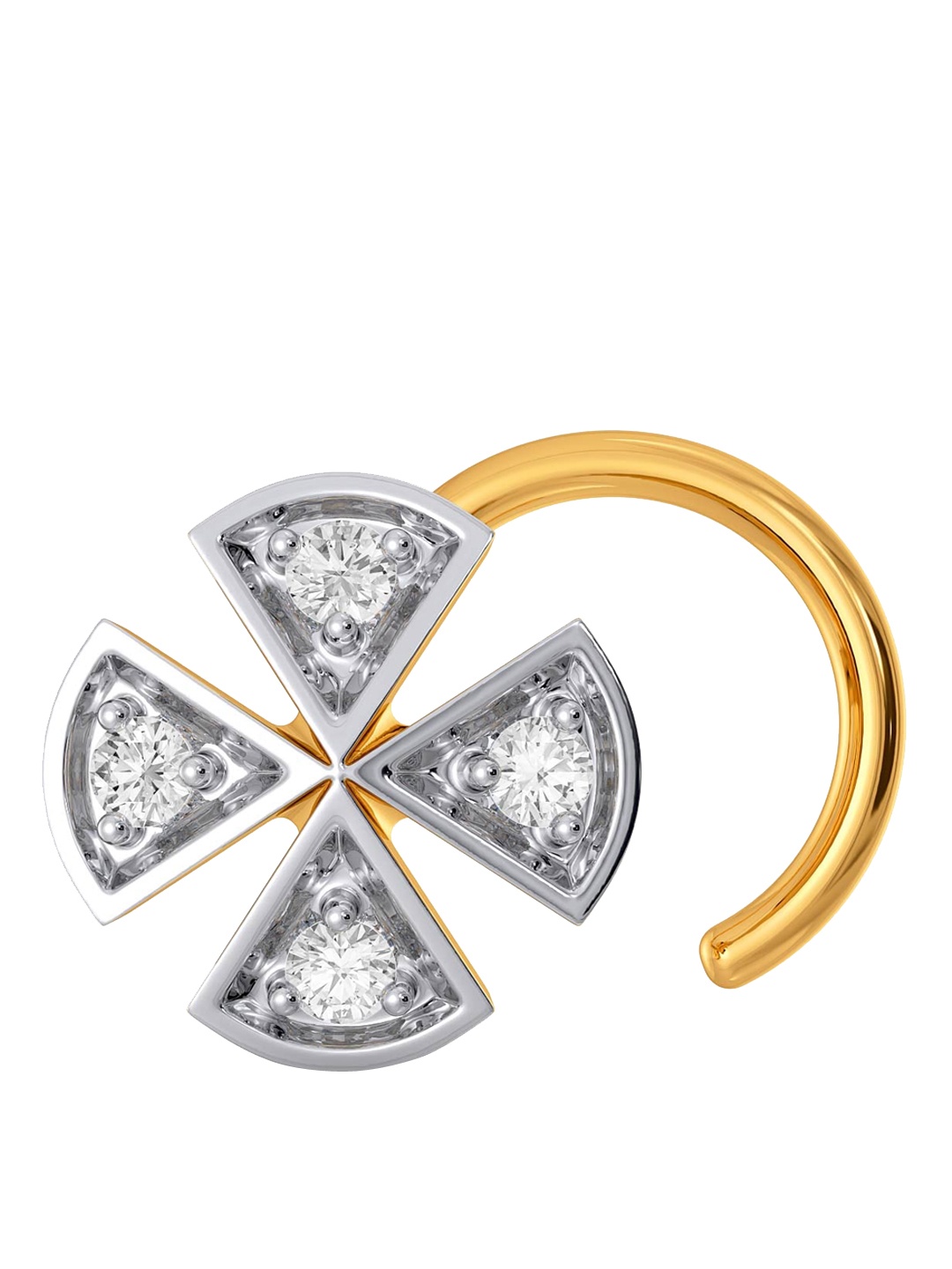 

MELORRA Mad for Plaid 18KT Gold Rhodium-Plated Diamond Nose Pin, White