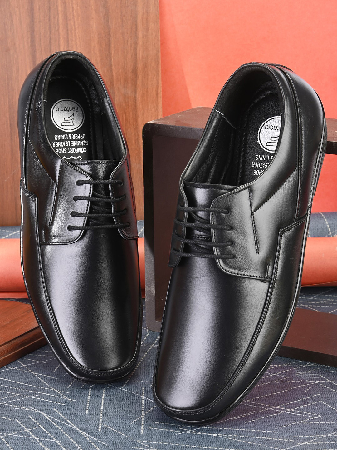 

Fentacia Men Genuine Leather Formal Derbys, Black
