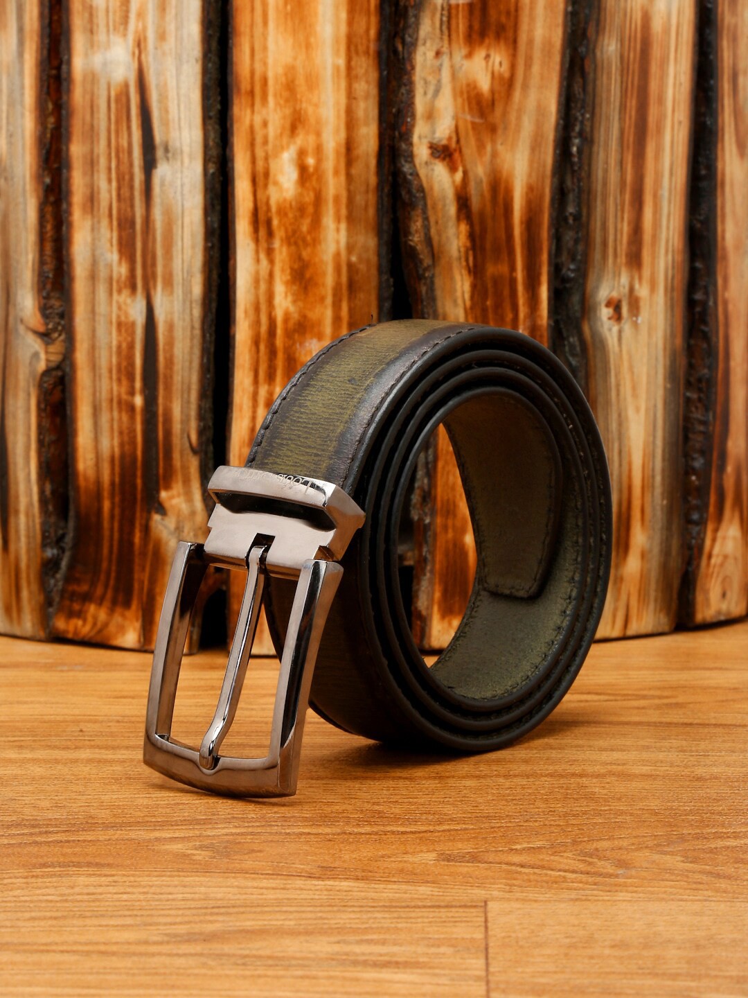 

LOUIS STITCH Men Premium Leather Casual Belt, Green