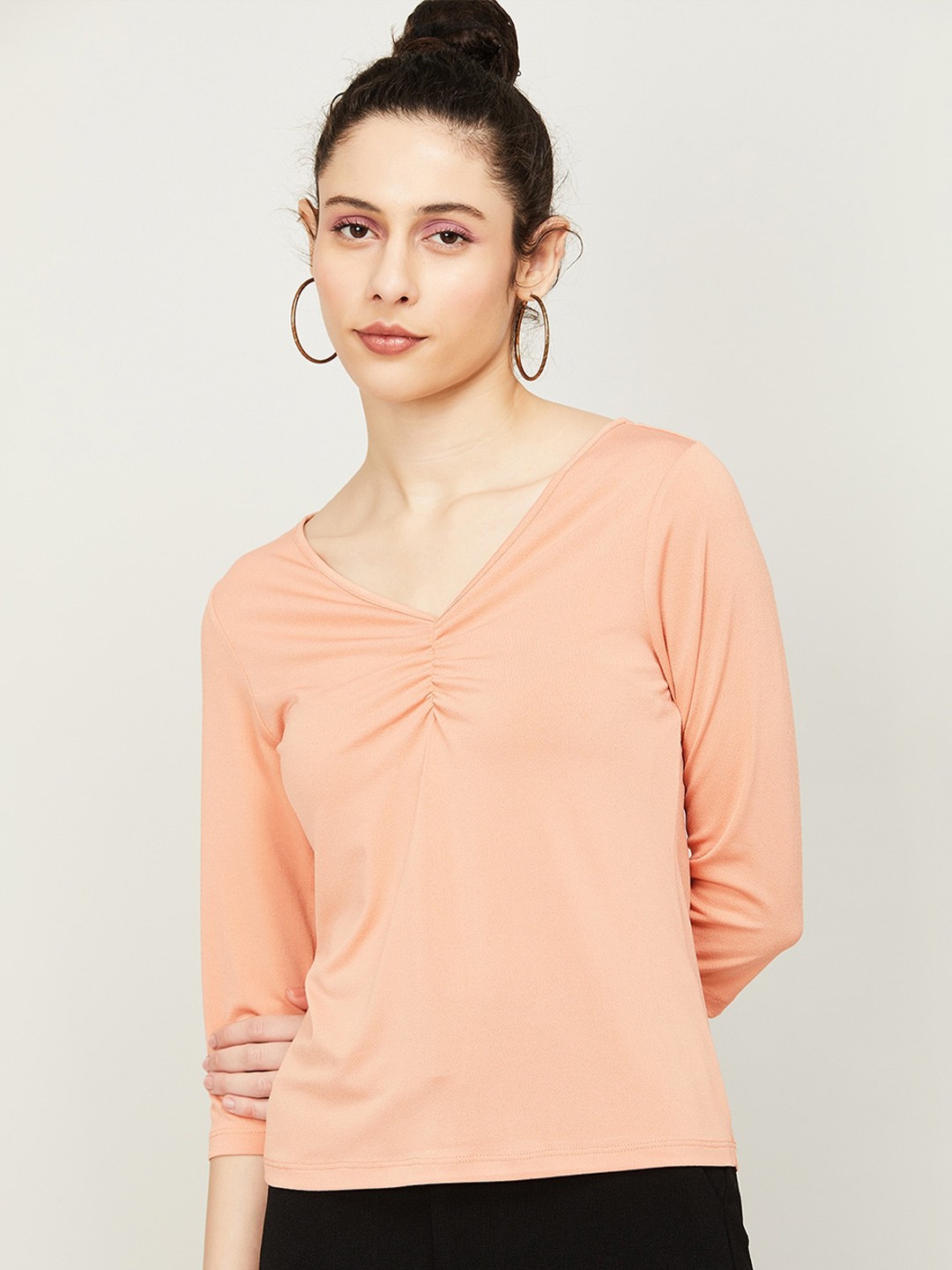 

CODE by Lifestyle V-Neck Regular Sleeves Top, Coral