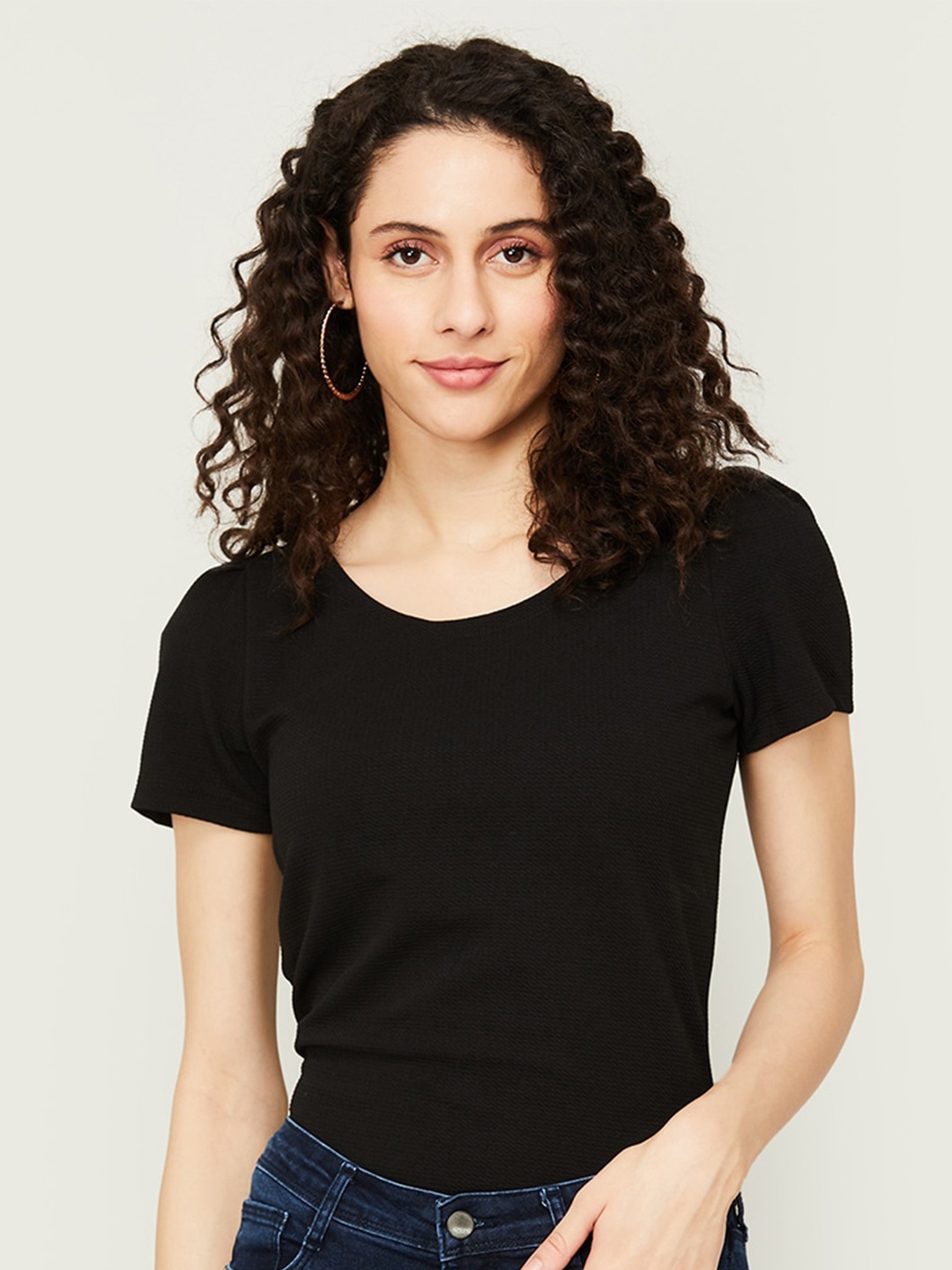 

CODE by Lifestyle Puff Sleeves Knitted Top, Black