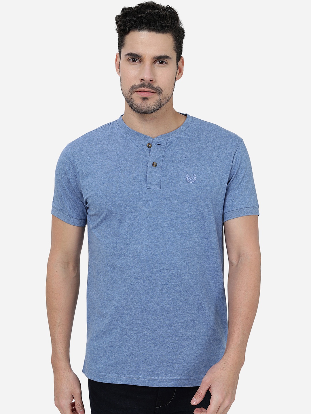 

Greenfibre Henley Neck Slim Fit Cotton T-shirt, Blue