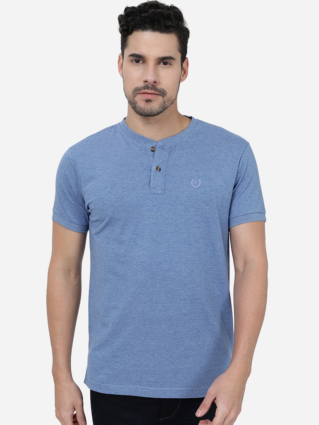 

Greenfibre Henley Neck Slim Fit Cotton T-shirt, Blue