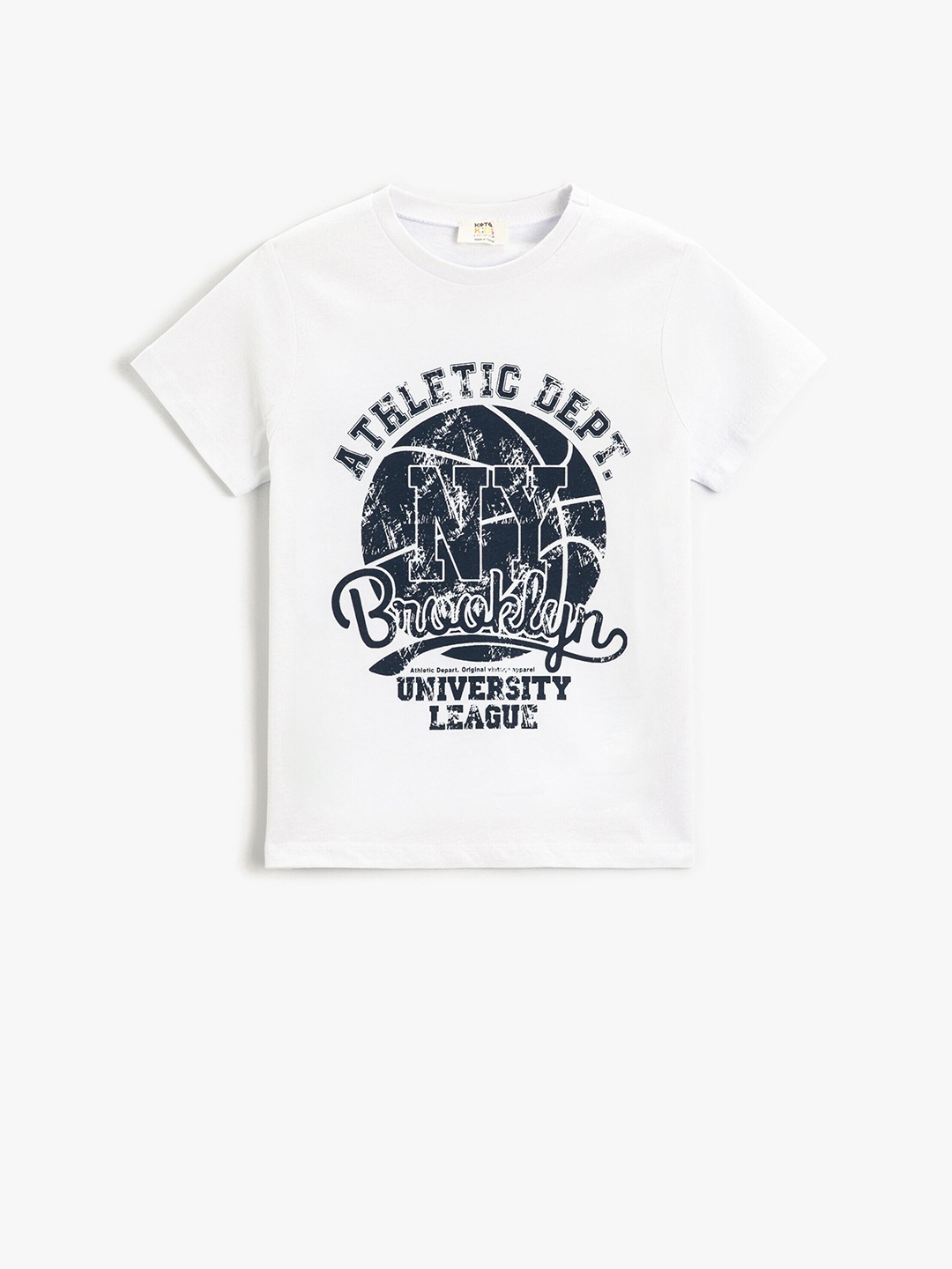

Koton Boys Varsity Printed Round Neck Organic Cotton T-shirt, White