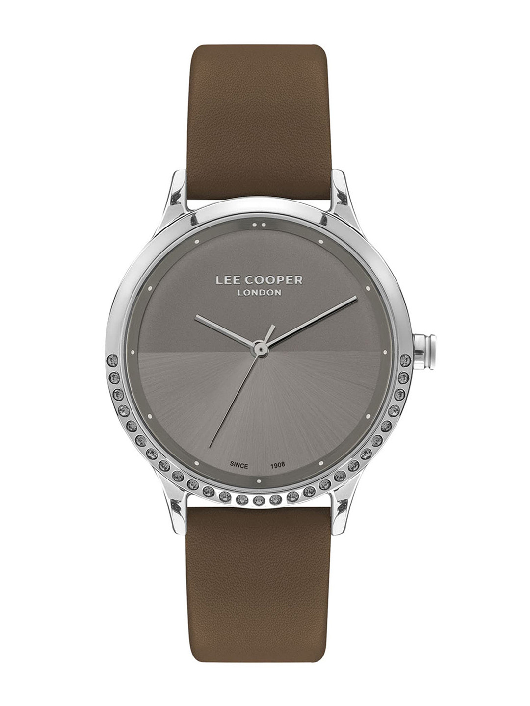 

Lee Cooper Women Brass Embellished Leather Straps Analogue Watch LC07464 372, Grey