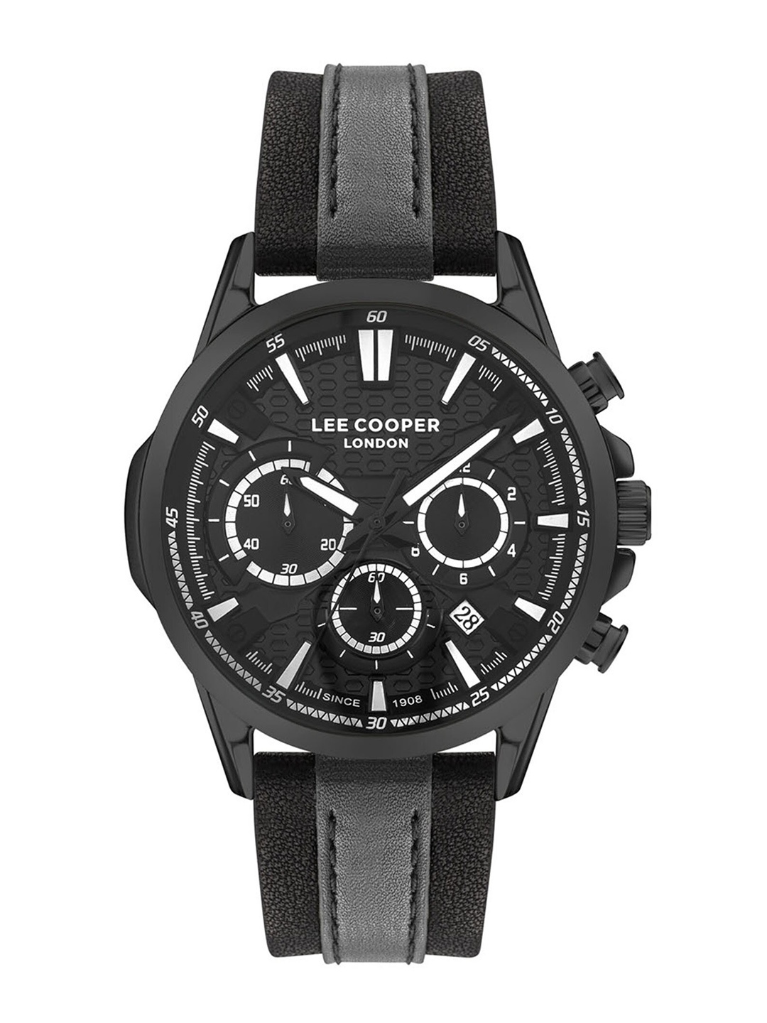 

Lee Cooper Men Brass Leather Bracelet Style Straps Digital Watch LC07493.652, Grey