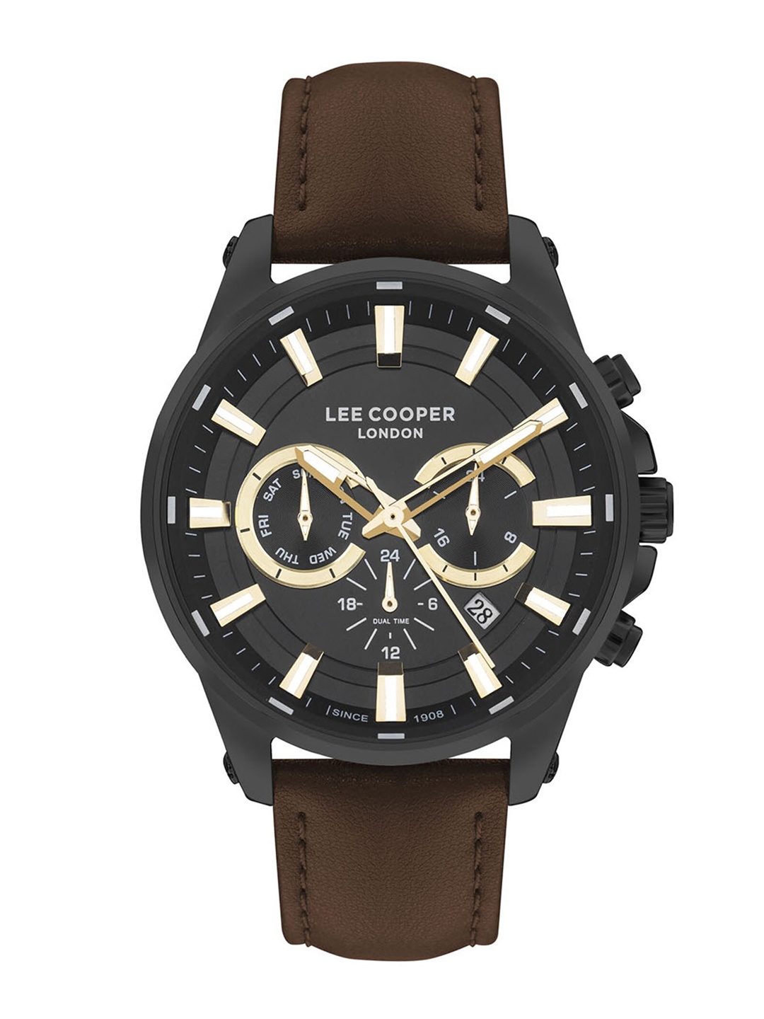 

Lee Cooper Men Brass Printed Leather Wrap Around Straps Digital Watch LC07525.154, Black