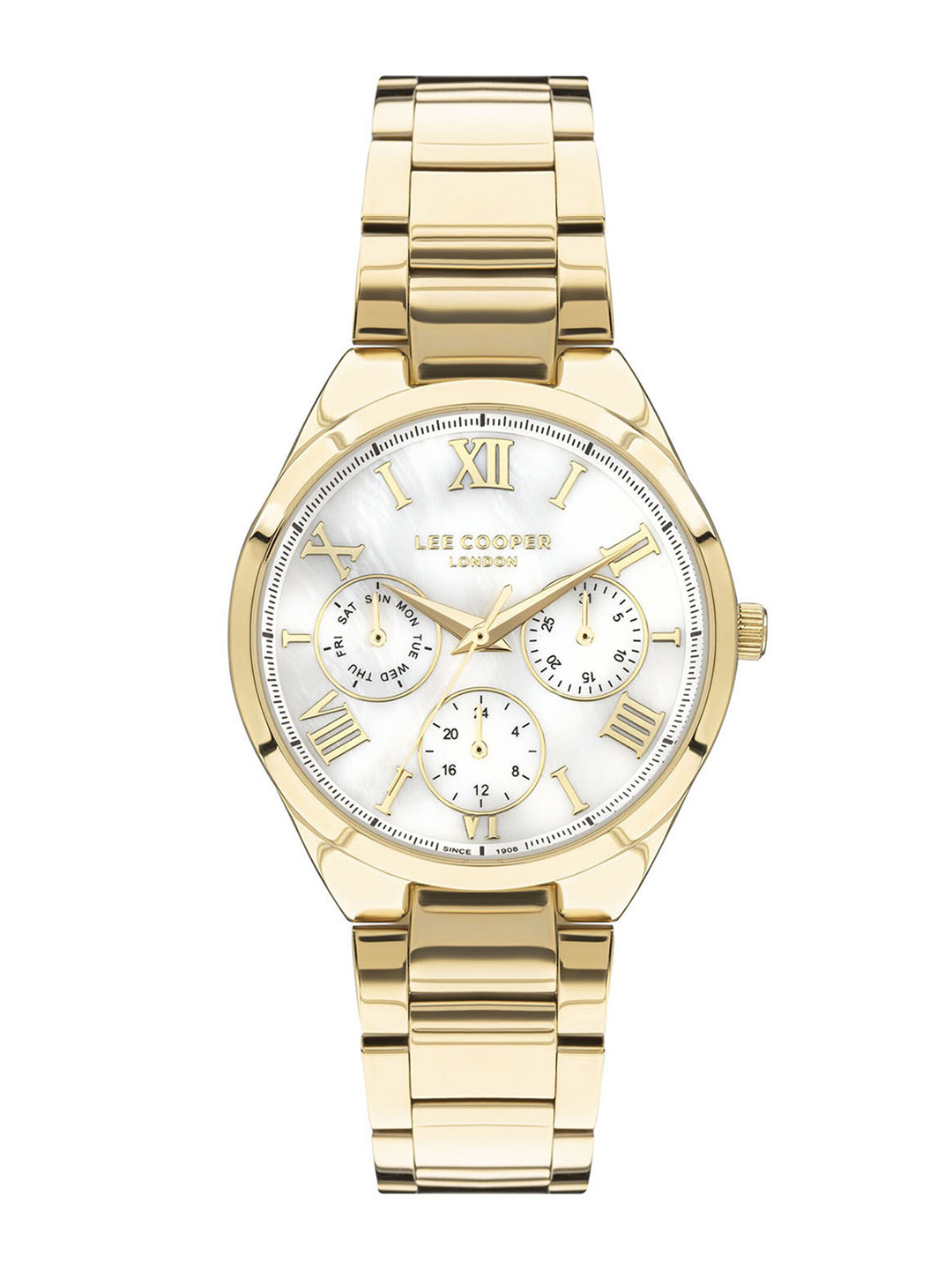 

Lee Cooper Women Brass Stainless Steel Bracelet Style Straps Analogue Watch LC07456.120, White