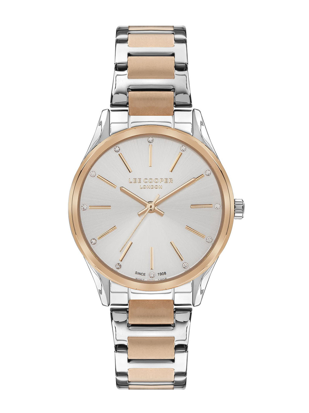 

Lee Cooper Women Brass Embellished Stainless Steel Bracelet Style Straps Watch LC07518.530, Silver