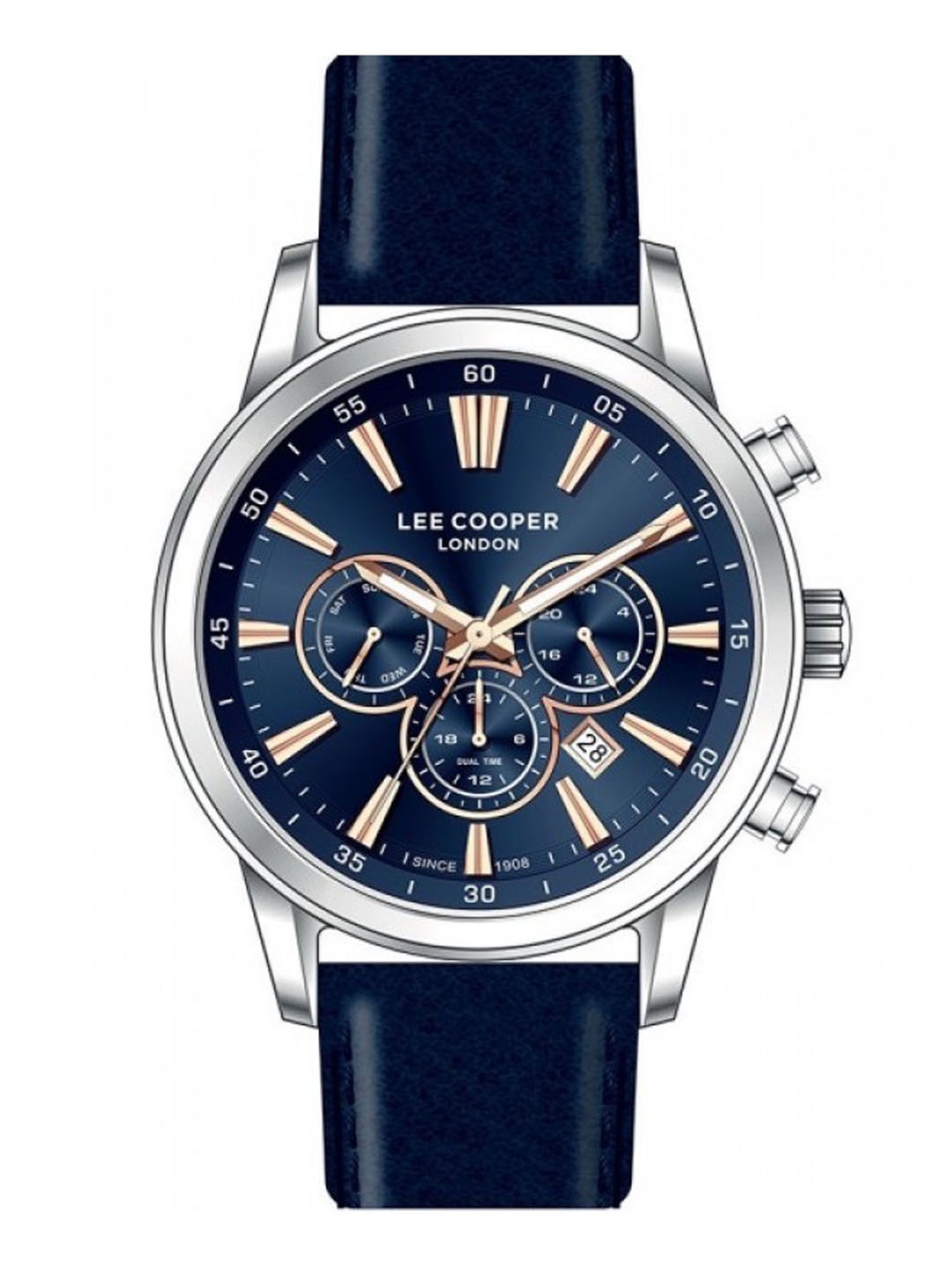

Lee Cooper Men Brass Leather Straps Analogue Multi Function Watch LC07506 399, Blue