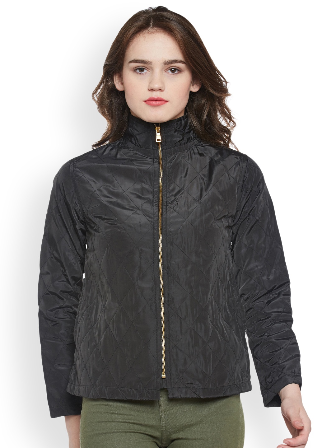 

Belle Fille Women Black Solid Bomber Jacket