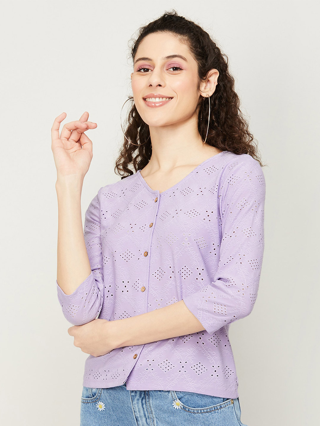 

Fame Forever by Lifestyle Self Design V-Neck Top, Purple