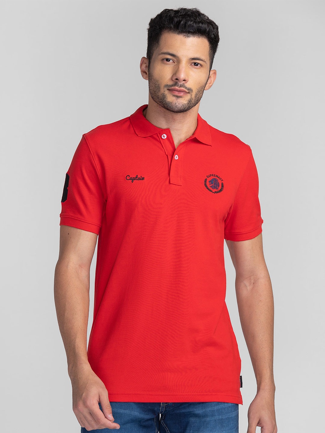 

GIORDANO Polo Collar Slim Fit Cotton T-shirt, Red