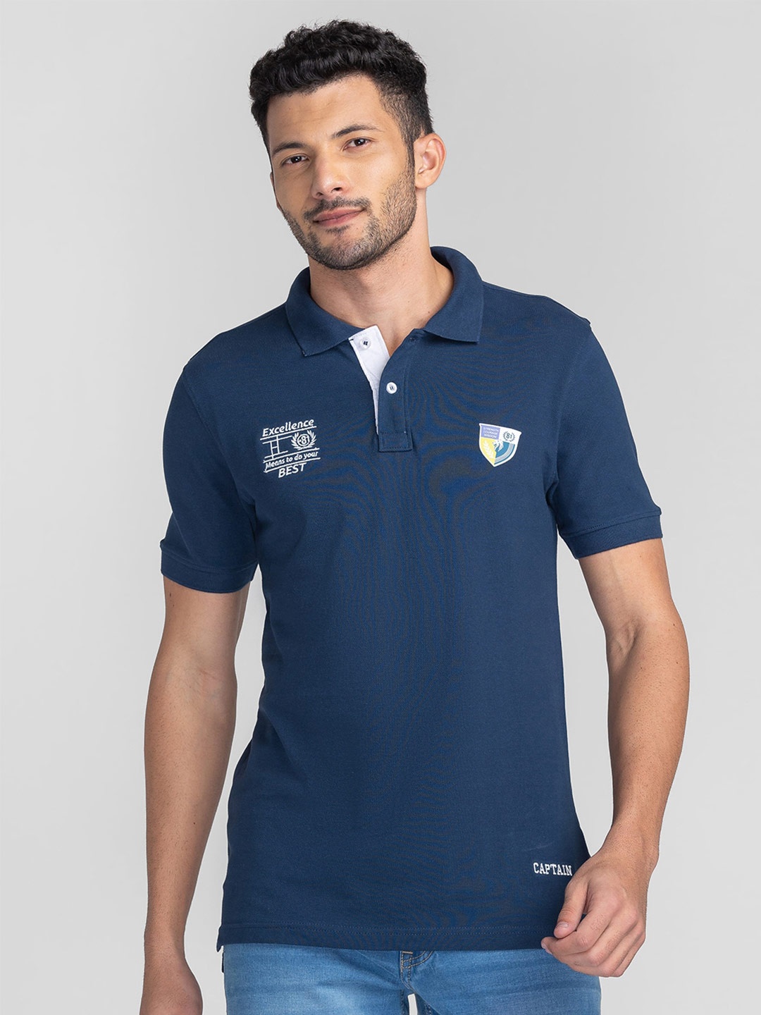 

GIORDANO Polo Collar Cotton Slim Fit T-shirt, Blue