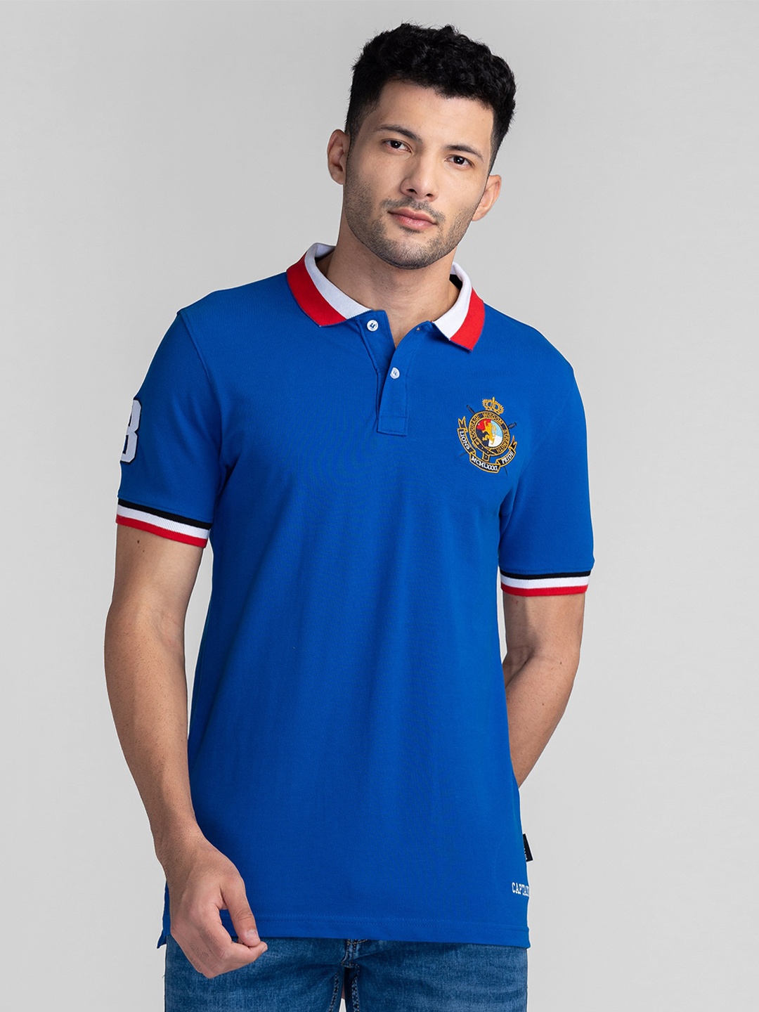 

GIORDANO Polo Collar Cotton Slim Fit T-shirt, Blue