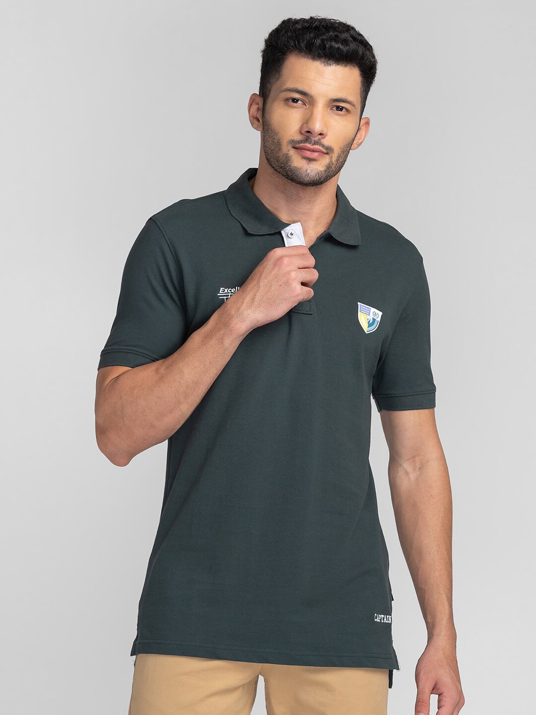 

GIORDANO Polo Collar Cotton Slim Fit T-shirt, Green