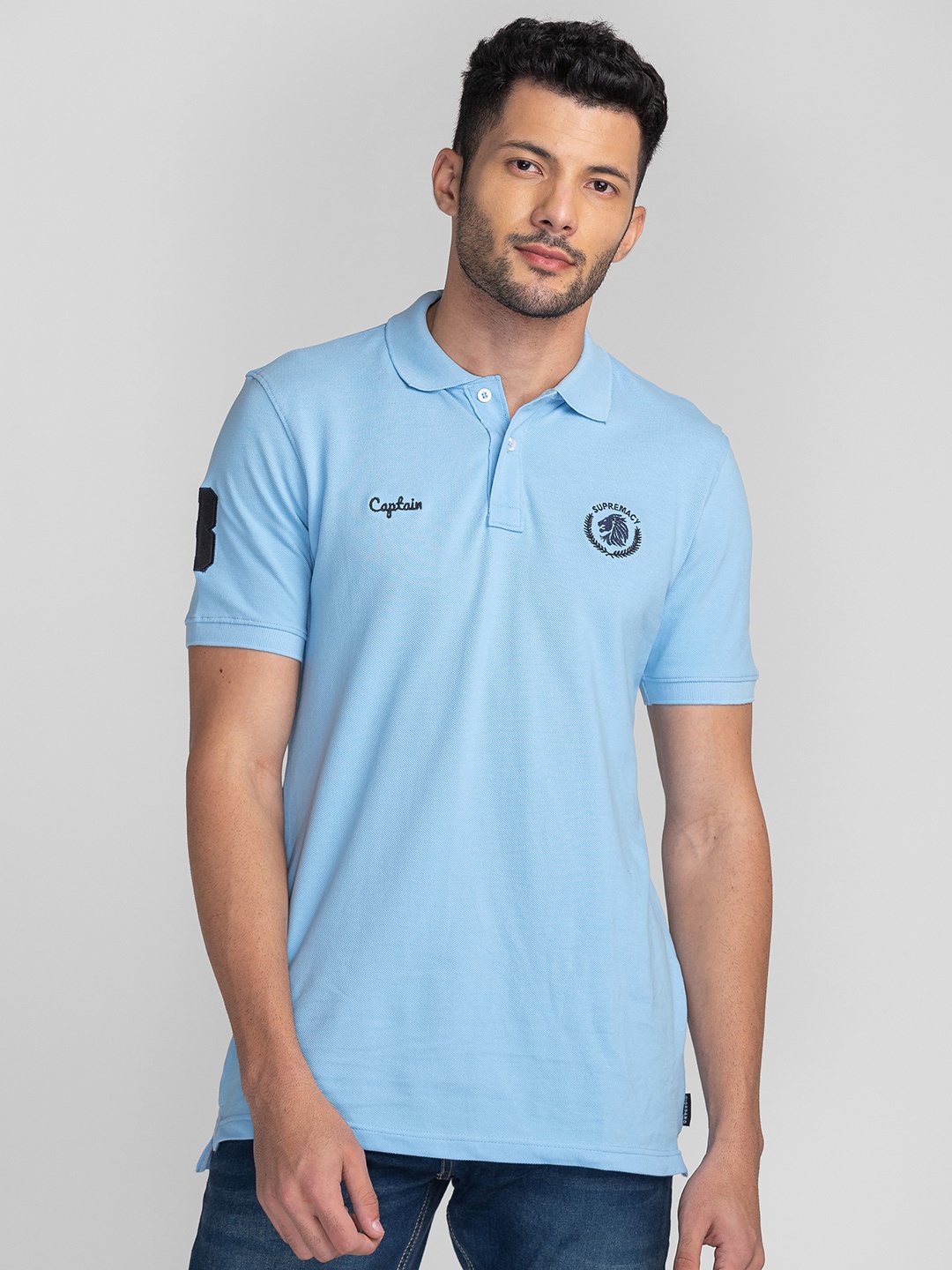 

GIORDANO Polo Collar Cotton Slim Fit T-shirt, Blue
