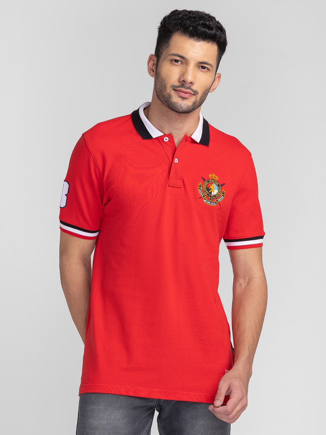 

GIORDANO Polo Collar Cotton Slim Fit T-shirt, Red