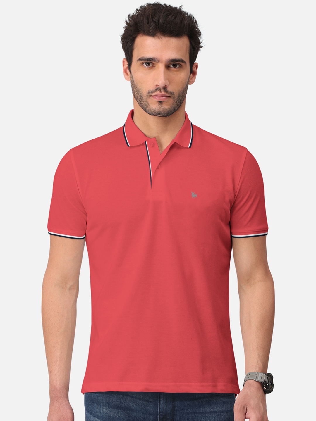 

BULLMER Polo Collar Short Sleeve T-shirt, Red