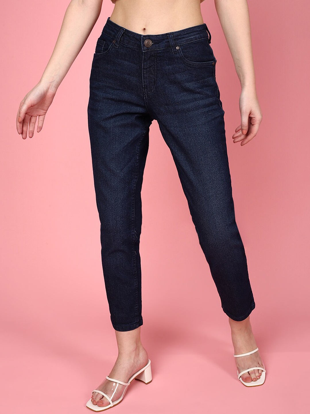 

JUNEBERRY Women Original Slim Fit High-Rise Stretchable Cotton Jeans, Blue
