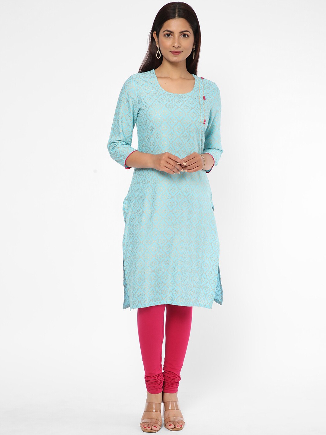 

R&B Ethnic Motifs Printed Straight Kurta, Blue