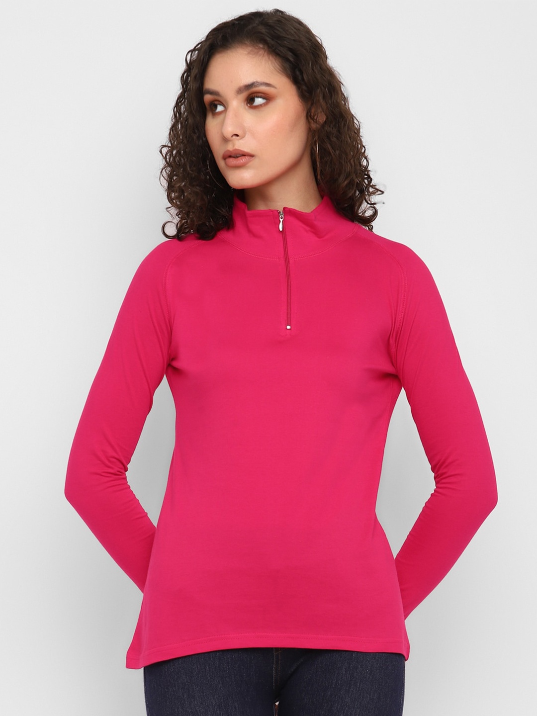 

appulse High Neck Cotton T-shirt, Pink