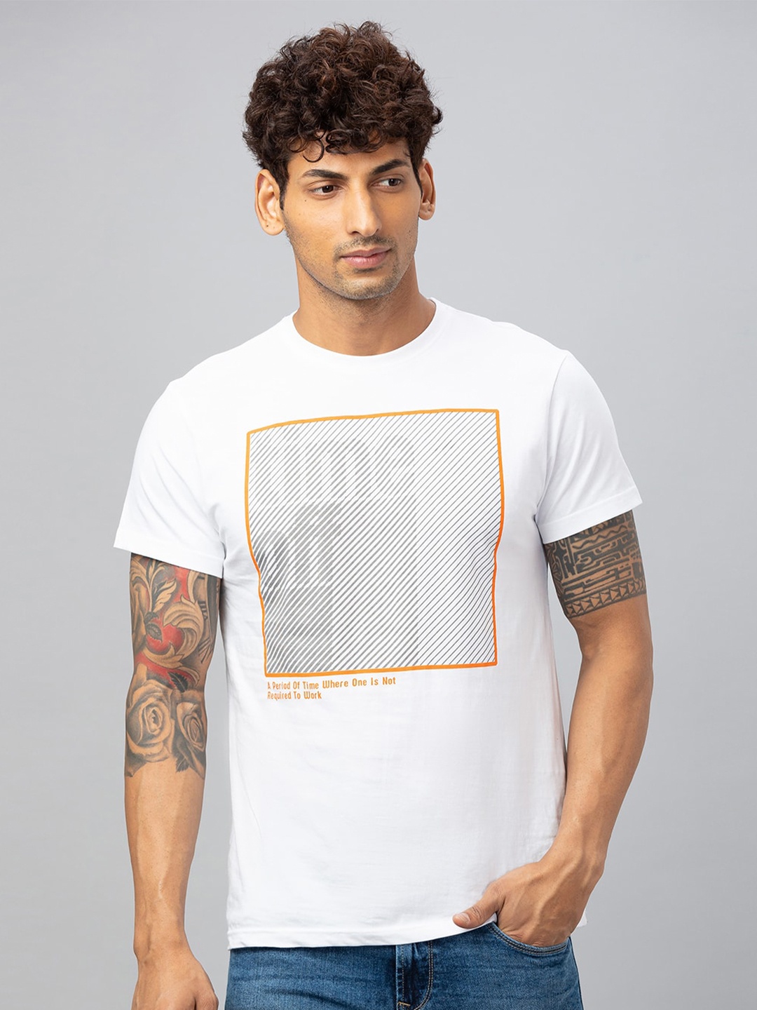 

Globus Typography Printed Pure Cotton T-shirt, White