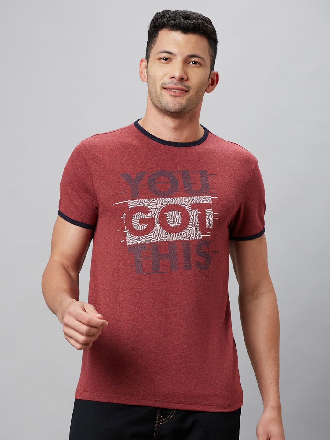 

Globus Men Typography Printed Short Sleeves T-shirt, Maroon