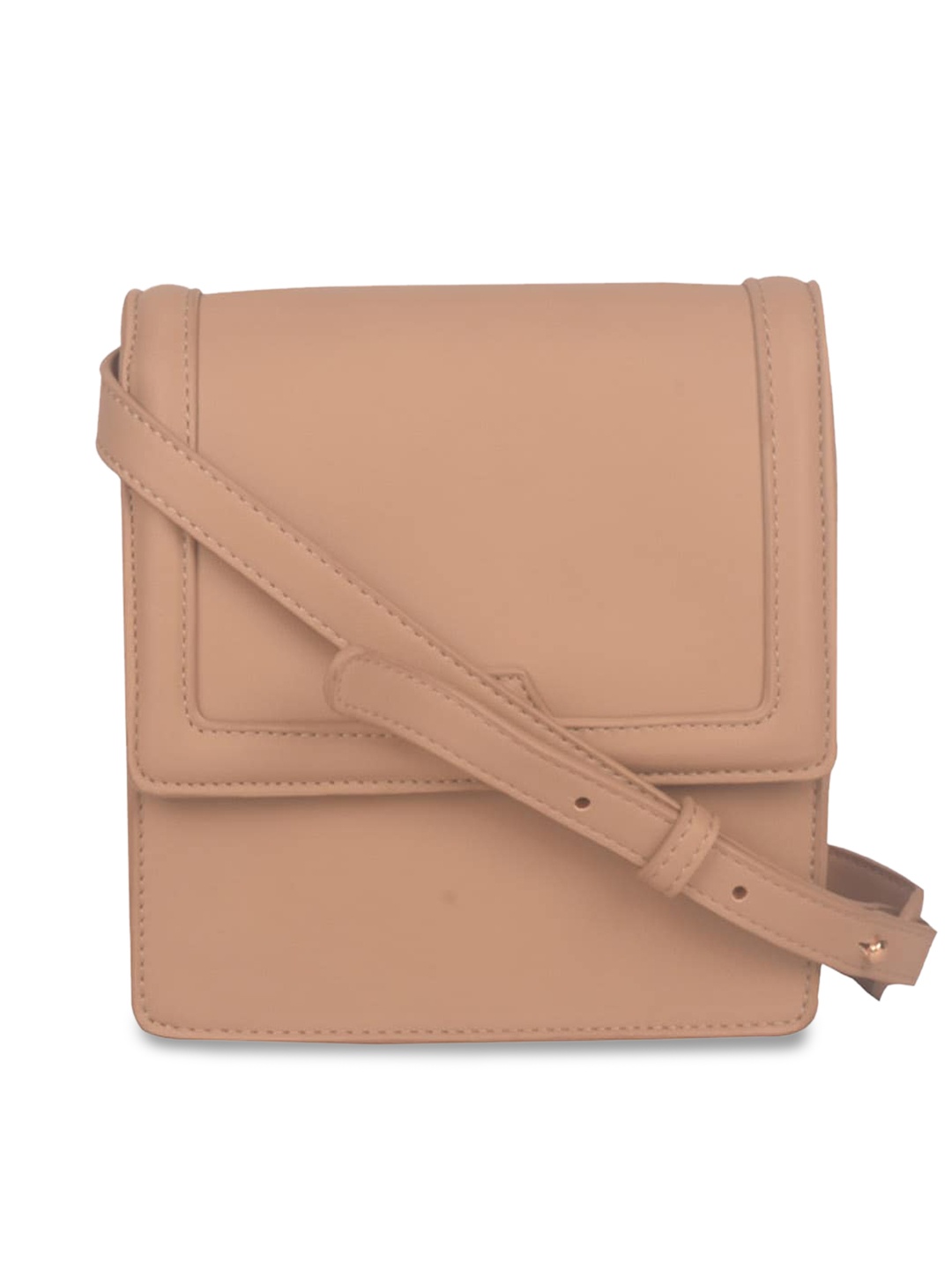 

Bagkok Women PU Structured Sling Bag, Beige
