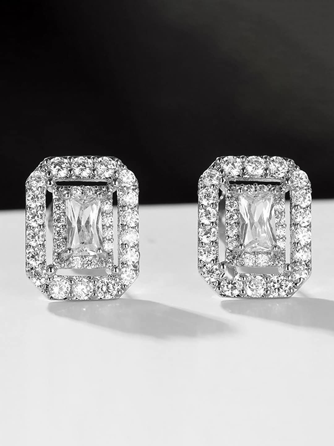 

Peora Silver-Toned Contemporary Studs Earrings