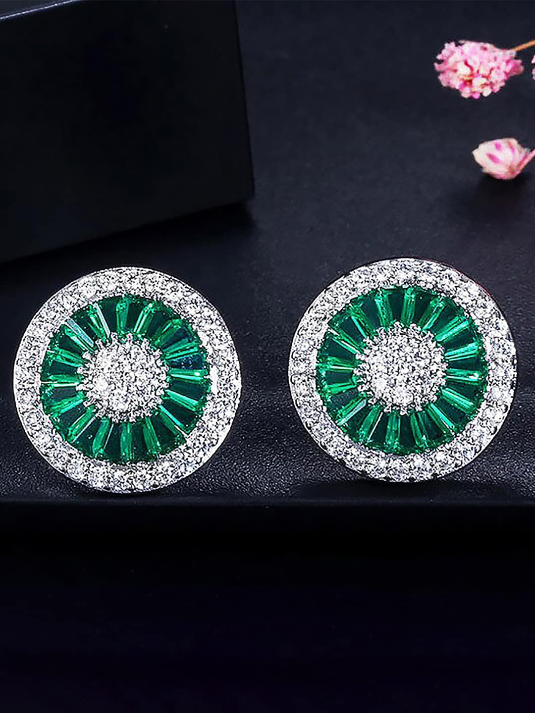 

Peora Silver-Plated Contemporary Studs Earrings, Green
